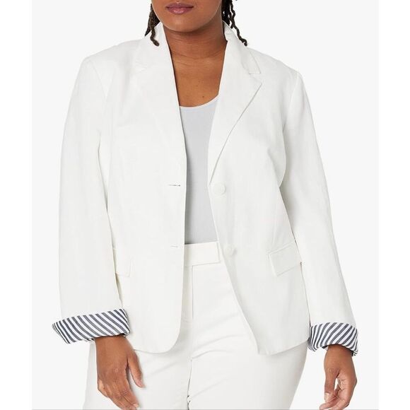 Nine West Women’s Notch Collar Linen Jacket with Cuff - Picture 1 of 8
